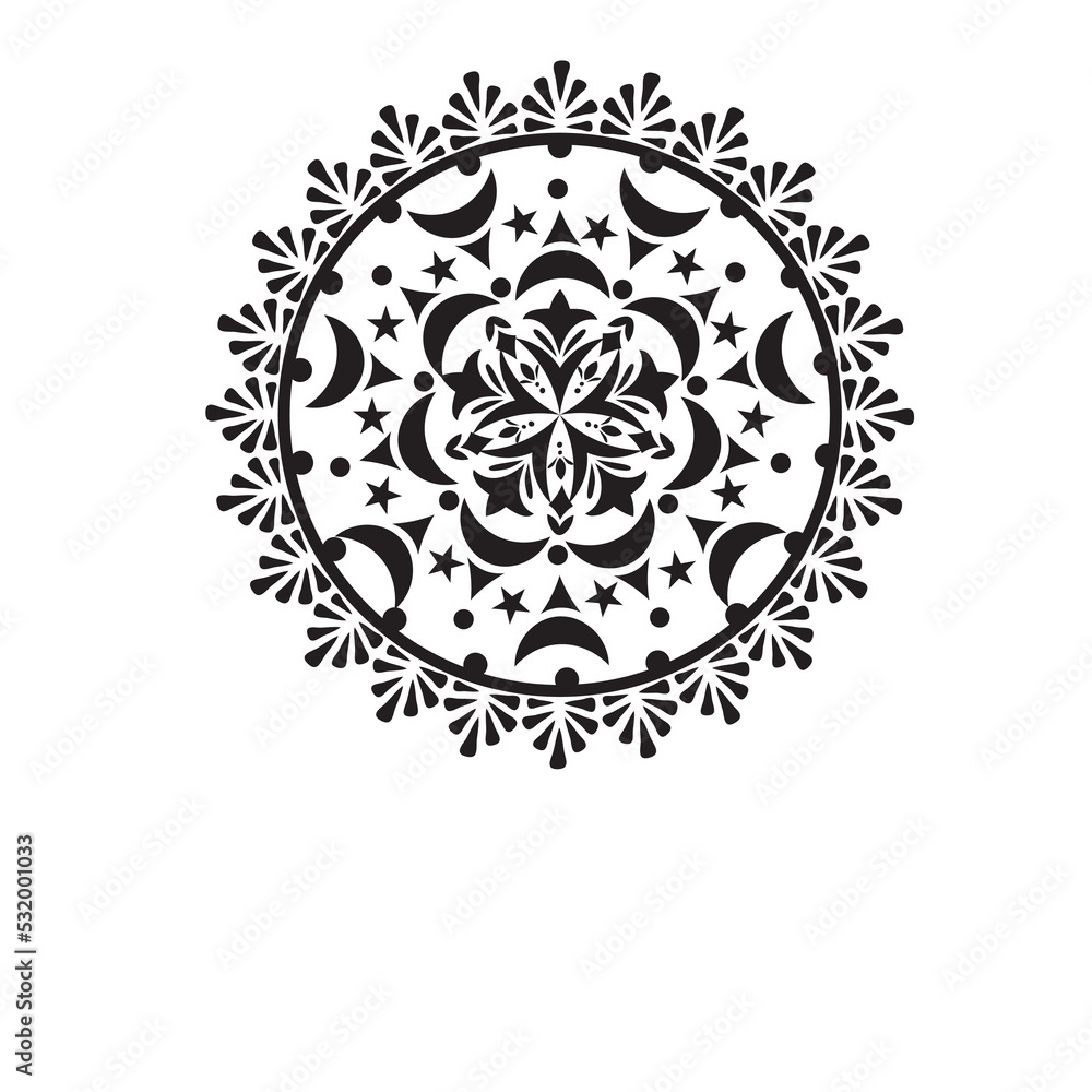 Black and white mandala vector isolated on white. Vector hand drawn circular decorative element.Mandala pattern black and white good mood