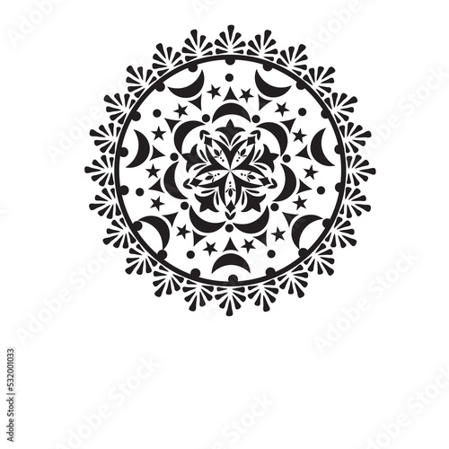 Black and white mandala vector isolated on white. Vector hand drawn circular decorative element.Mandala pattern black and white good mood