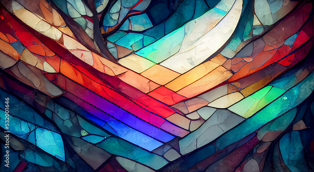 Colorful stained glass window. Abstract stained-glass background. Art ...