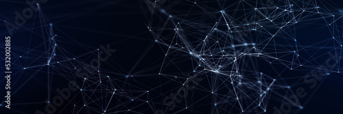 Abstract futuristic - technology with polygonal shapes on dark blue background. Design digital technology concept. 3d illustration.