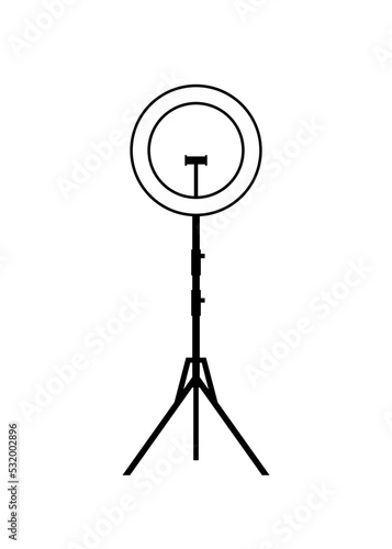 Ring lamp. LED lighting in the interior. Blog and video accessory.