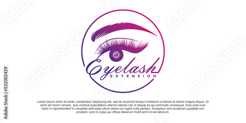 Eyelash icon logo design with creative beauty emblem style Premium Vektor