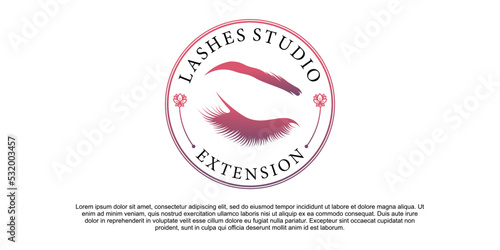 Lashes studio logo design with creative emblem style Premium vektor