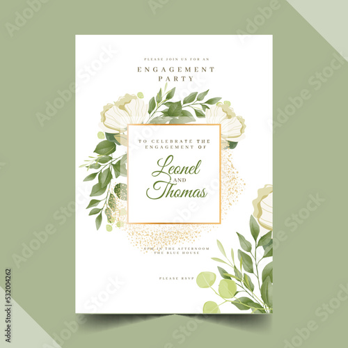 hand drawn floral wedding invitation template vector design illustration