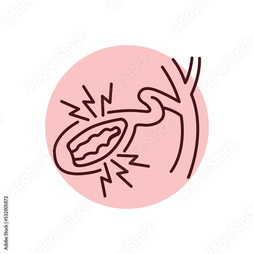 Cholesterosis gallbladder color line icon. Human diseases.