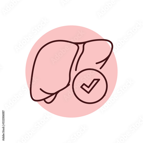 Healthy liver color line icon. Human diseases.