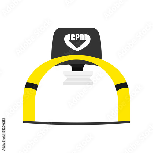 The automatic chest compression machine illustration on isolated  bacground. 