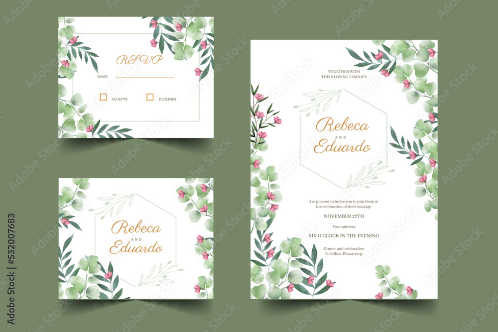 elegant wedding invitation card template vector design illustration