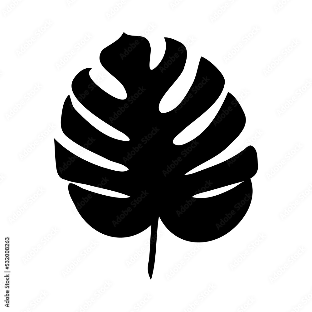 Exotic monstera. Continuous one-line drawing. Handmade summer tropical leaf on white background. Minimalist design. Maranta leaf. Exotic monstera. Continuous one-line drawing. Handmade summer tropical leaf on white background. Minimalist design. Maranta leaf.