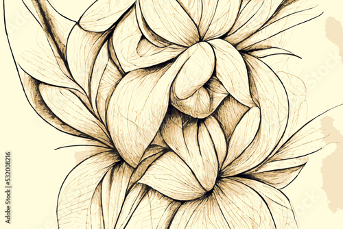 Line art digital sketch background of abstract flower