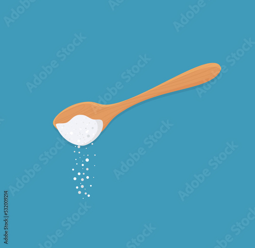 Spoon with sugar salt icon. Teaspoon side view powder for tea or coffee.