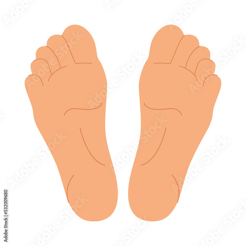 Flat feet for your design. Simple silhouette of foots isolated on white background. Pedicure, podology, acupuncture , size table template. People legs vector illustration.