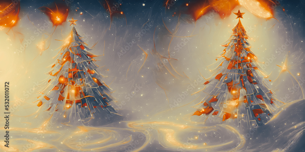 Artistic concept painting of a beautiful christmas tree, background 3d illustration. Artistic concept painting of a beautiful christmas tree, background 3d illustration.
