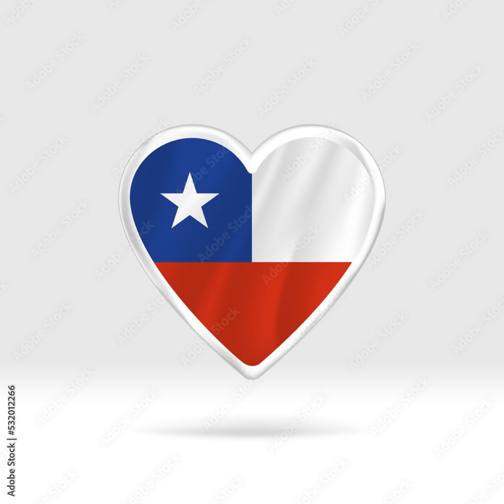 Heart from Chile flag. Silver button star and flag template. Easy editing and vector in groups. National flag vector illustration on white background. Heart from Chile flag. Silver button star and flag template. Easy editing and vector in groups. National flag vector illustration on white background.