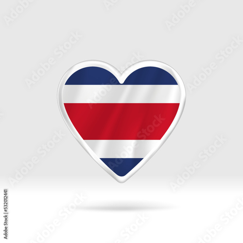 Heart from Costa Rica flag. Silver button star and flag template. Easy editing and vector in groups. National flag vector illustration on white background.