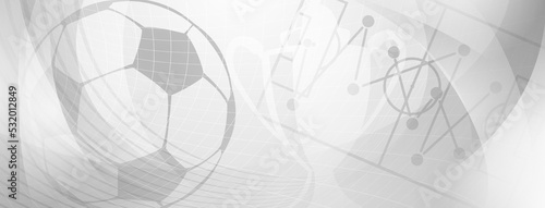 Abstract background on a football theme with big ball and other soccer symbols in gray colors