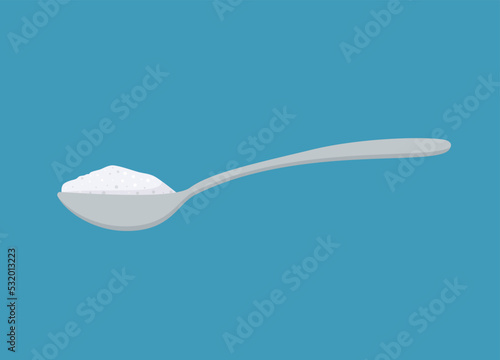 Spoon with sugar salt icon. Teaspoon side view powder for tea or coffee.