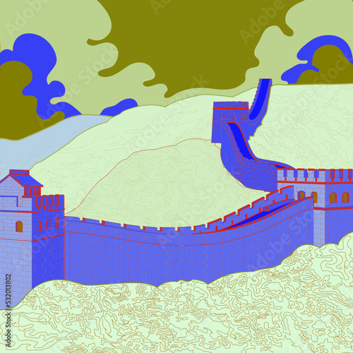 great wall of china line art