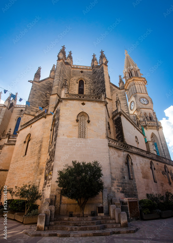 Manacor, Palma de Mallorca - Spain - September 15, 2022. Parish of Our Lady of Sorrows, It is a temple of Catholic worship