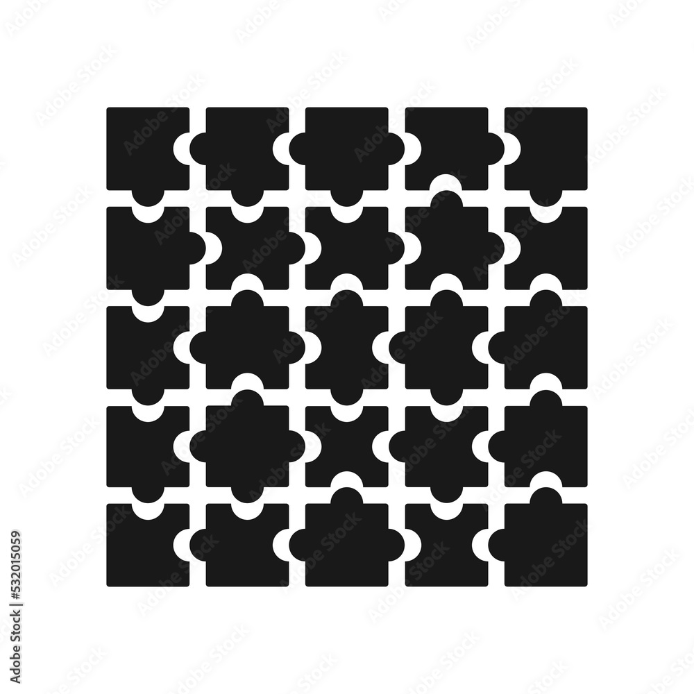 Complate puzzle game pieces on white background. Puzzle game icon vector Complate puzzle game pieces on white background. Puzzle game icon vector
