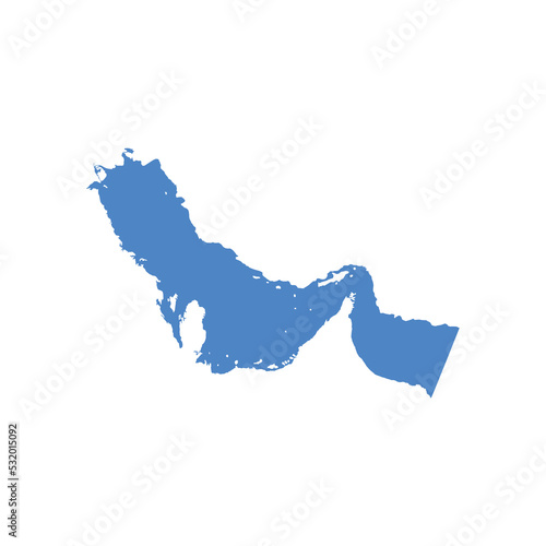 Persian gulf and Gulf of Oman map silhouette vector