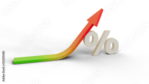 Red Rising Arrow Interest Percent Symbol