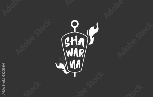 Vintage line shawarma kebab doner logo. Suitable for restaurants and business. Doner kebab logo template. Vector illustration.