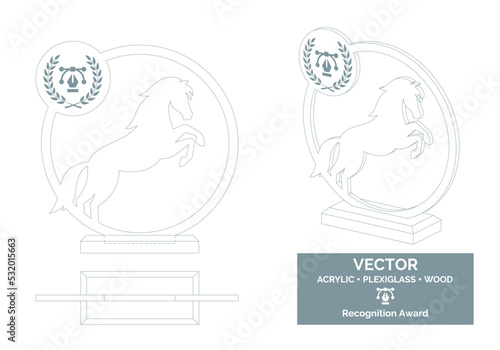 Horse silhouette Trophy Vector Template, Horse trophy Distinction Award, Dog Recognition trophy Award