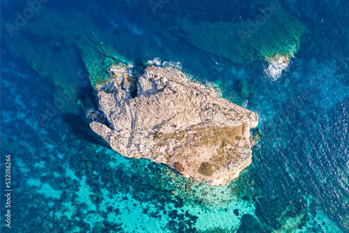 Halfa Rock, an isolated island in Gozo, Malta