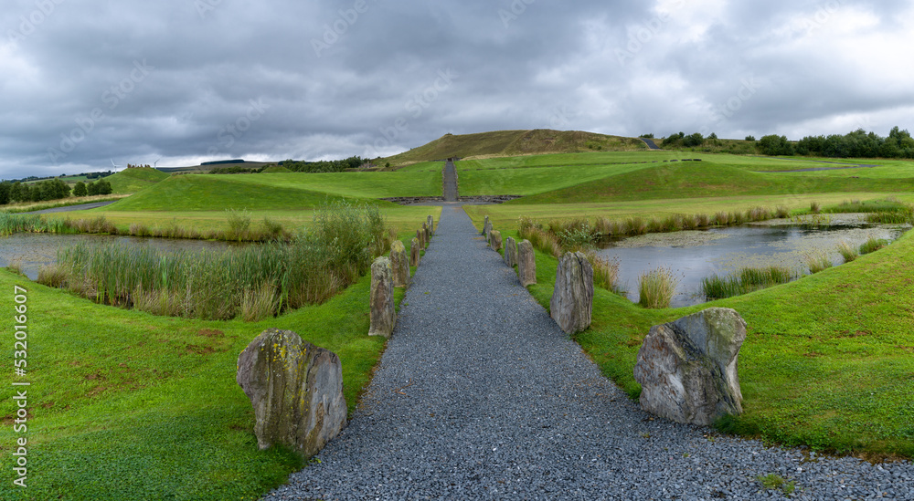 panorama view of the Sun Amphitheatre and the North-South Line in the Crawick Multiverse in Dumfries and Galloway