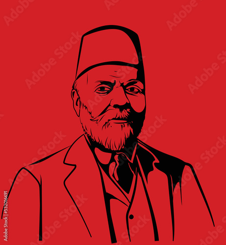 First Albanian prime minister "Ismail Qemali" drawing clipart
