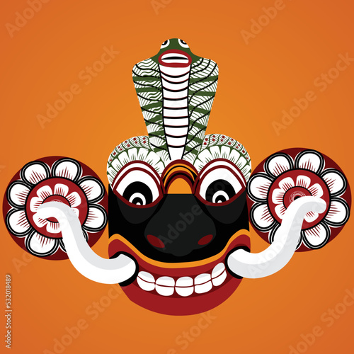 sri lanka traditional mask naga raksha vector illustration