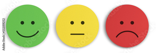 Positive Neutral and Negative Smiley Face Concept Isolated from Background