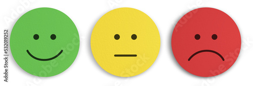 Φωτογραφία Positive Neutral and Negative Smiley Face Concept Isolated from Background