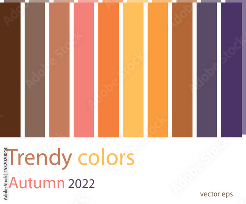 Trendy colors 2022, autumn palette vector set