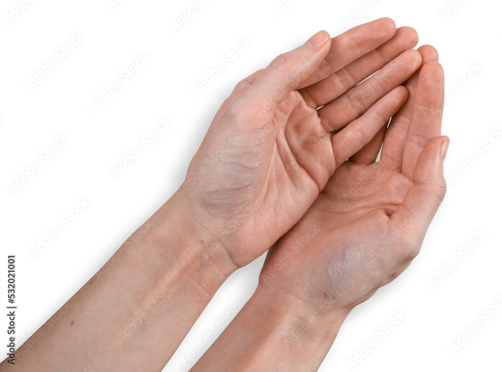 Open Hands Concept - Female Hands Isolated from Background Open Hands Concept - Female Hands Isolated from Background