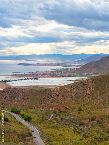 Landscape mountains sea vil...