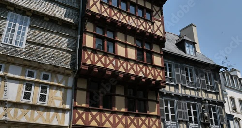 Kereon street, medieval facades, Quimper, Brittany in France photo