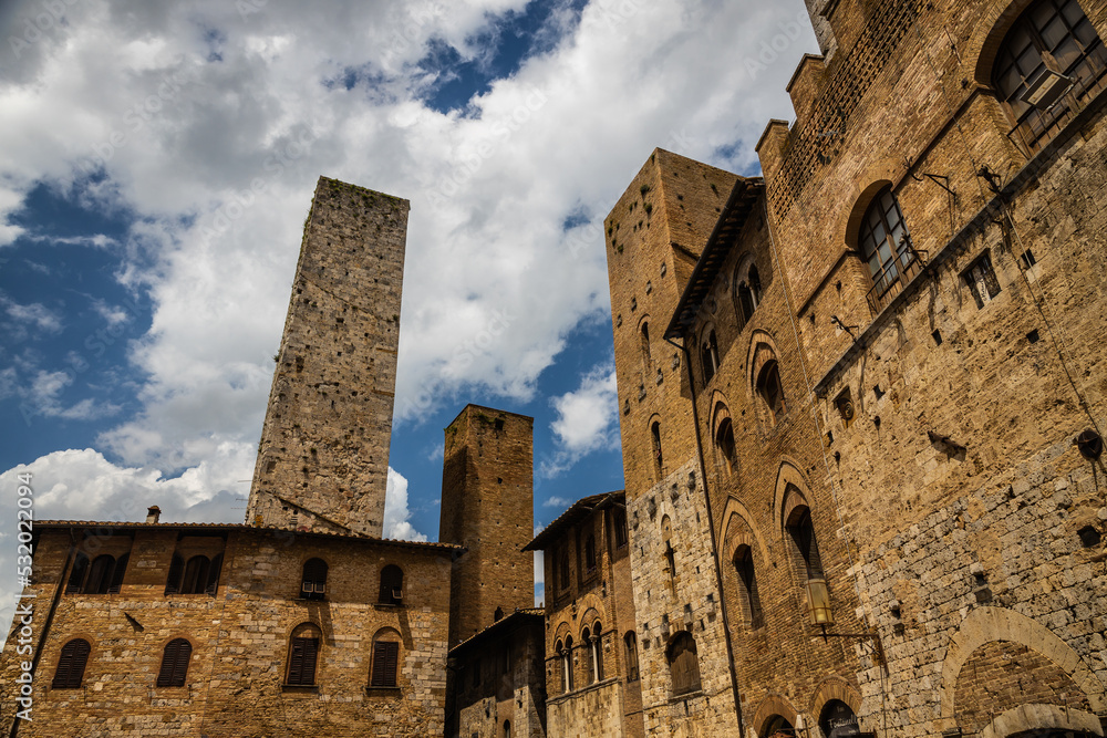 The towers of the small medieval hilltop town of San Gimignano in Tuscany, Italy, Europe. The towers of the small medieval hilltop town of San Gimignano in Tuscany, Italy, Europe.