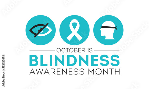Blindness awareness month is observed every year in october. Template for banner, card, background. Vector illustration.