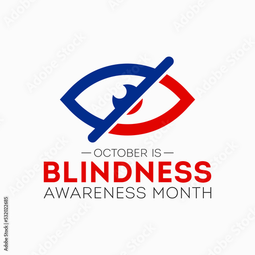 Blindness awareness month is observed every year in october. Template for banner, card, background. Vector illustration.