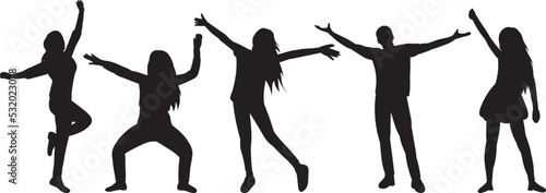 silhouette disco dancing people on white background isolated vector