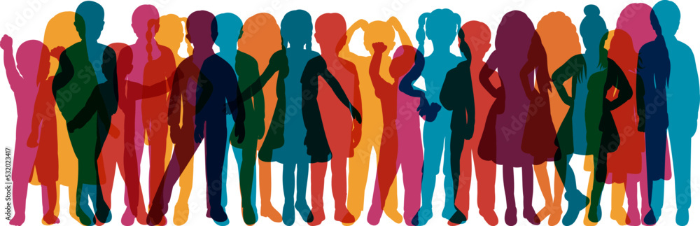 silhouette crowd of children on white background isolated vector silhouette crowd of children on white background isolated vector