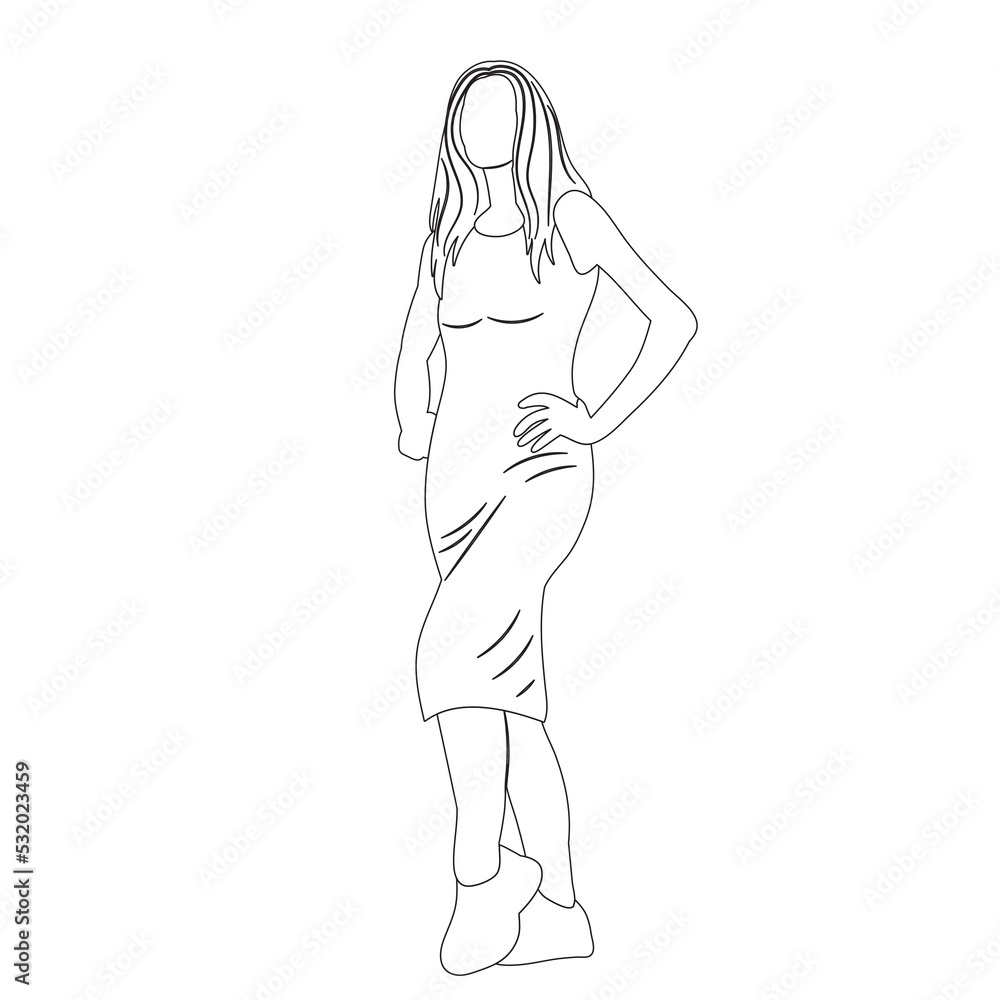 woman sketch ,contour on white background isolated vector woman sketch ,contour on white background isolated vector