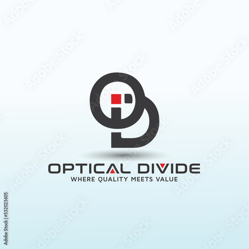 optical brand vector letter od logo design