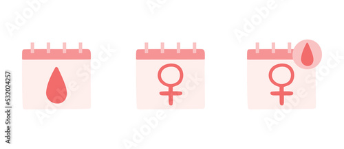 Female period calendars. Feminine menstrual care illustration.Menstrual period.Feminism.Gender equality.