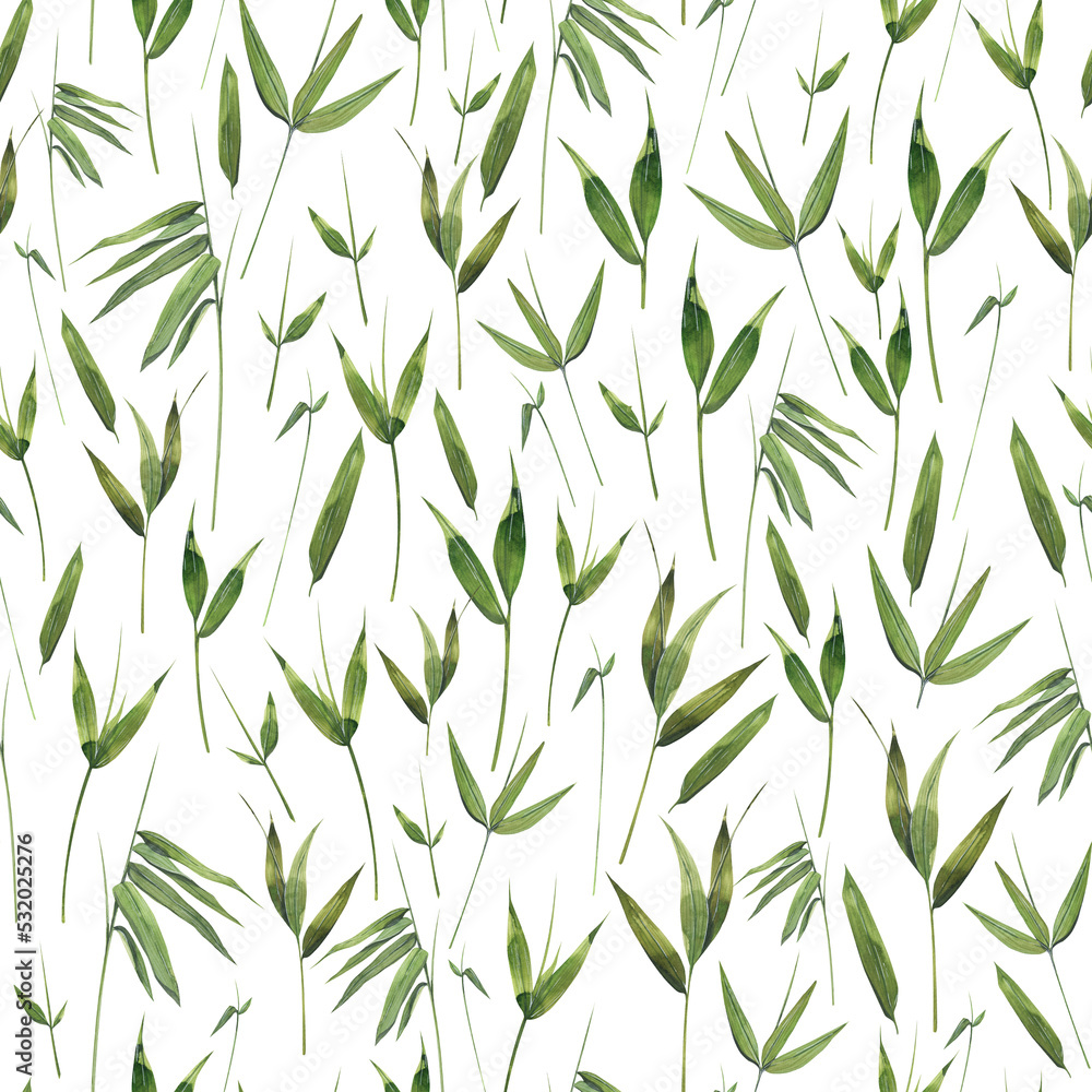 Bamboo leaves and twigs on a white background. Watercolor illustration. Seamless pattern. For fabric, textiles, wallpaper, covers, prints, packaging, paper, scrapbooking clothing bed linen Bamboo leaves and twigs on a white background. Watercolor illustration. Seamless pattern. For fabric, textiles, wallpaper, covers, prints, packaging, paper, scrapbooking clothing bed linen