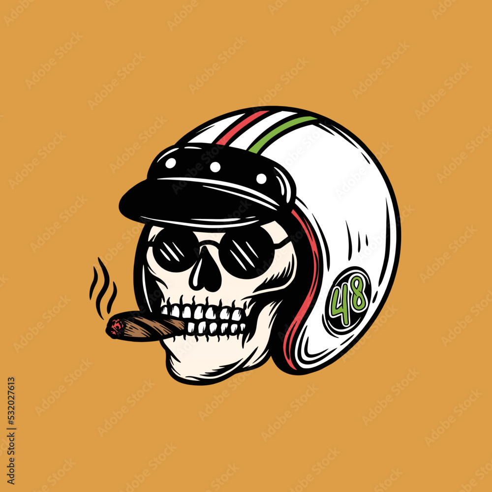 skull motorcycle helmet vector