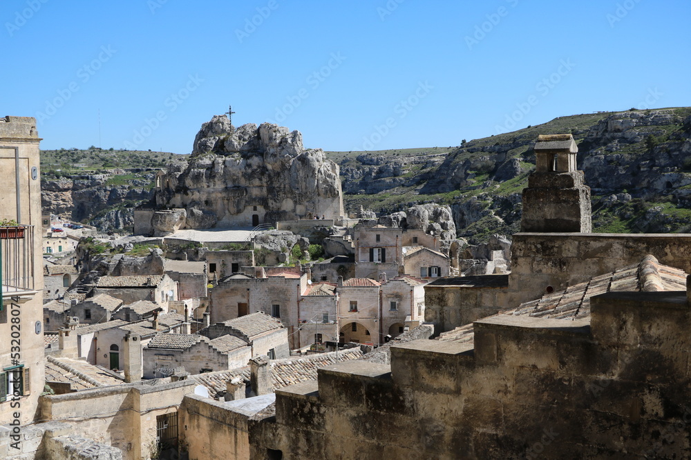 Obraz premium View to rock church of Santa Maria de Idris in Matera, Italy