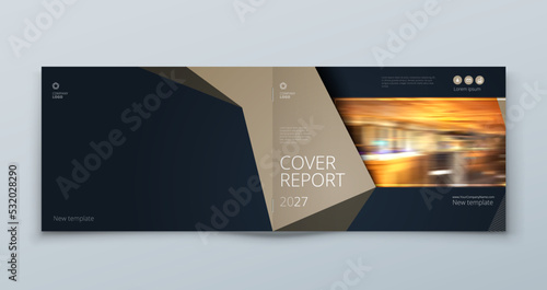 Horizontal Brochure template layout design. Corporate business annual report, catalog, magazine mockup. Layout with modern beige elements and photo. Creative poster, booklet, flyer or banner concept